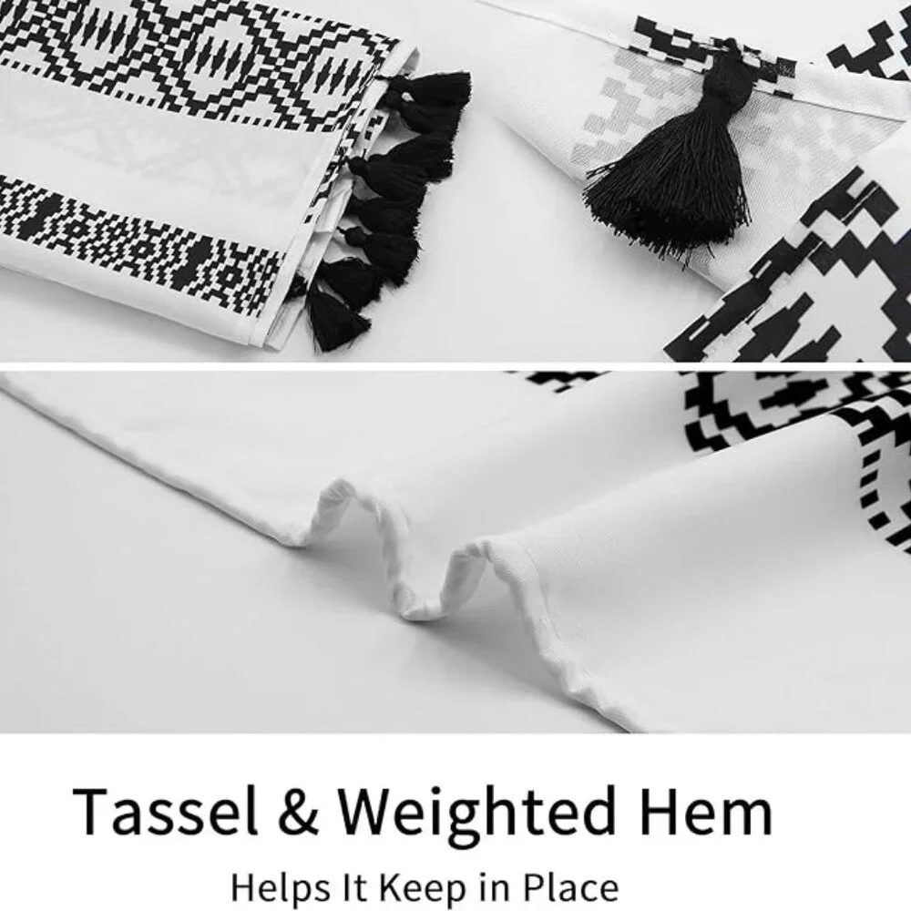 MitoVilla Boho Shower Curtain Set | 72"x72" | NWT | Black & White | Waterproof - Picture 3 of 4